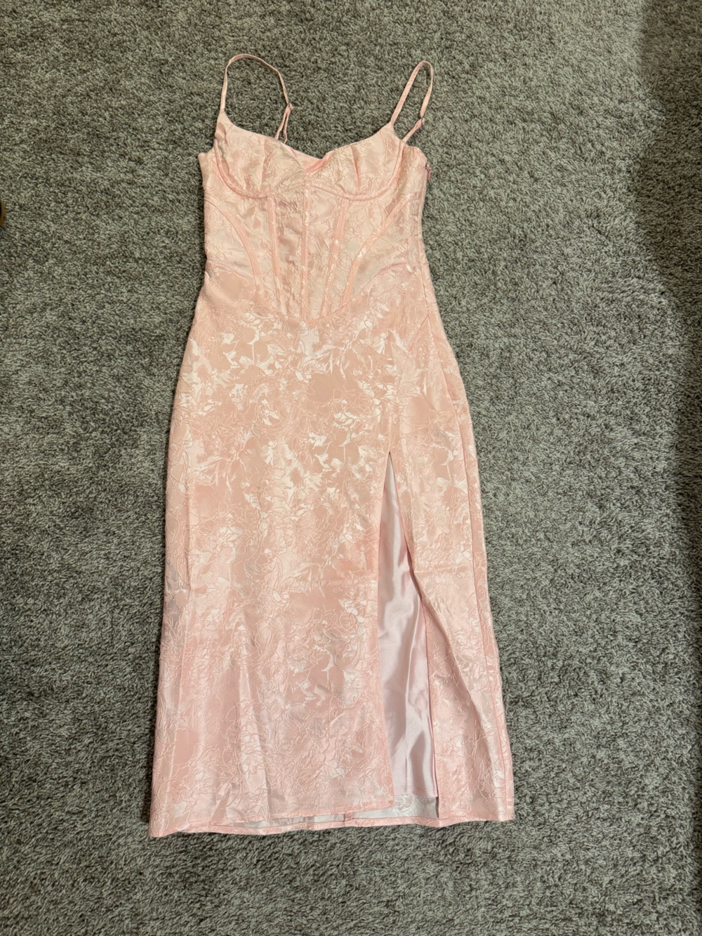 Babyboo Pink Midi Dress with High Slit